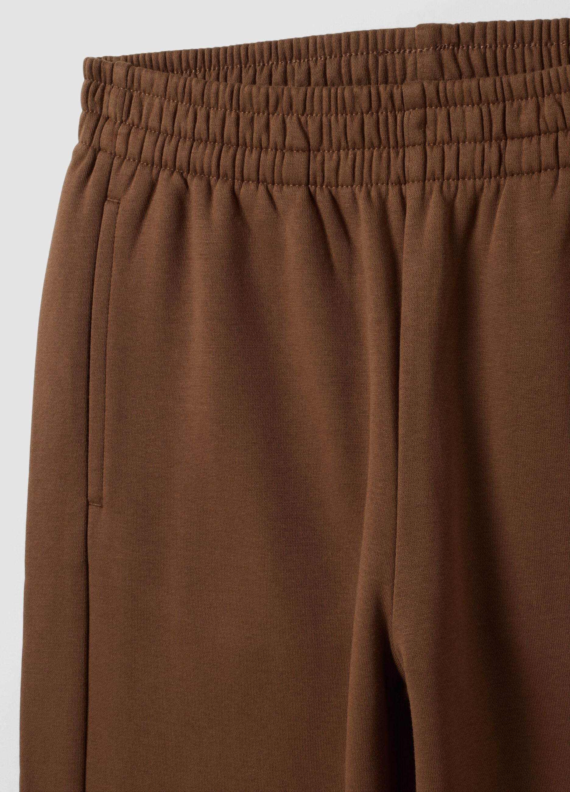 Brown cotton-blend straight-fit joggers