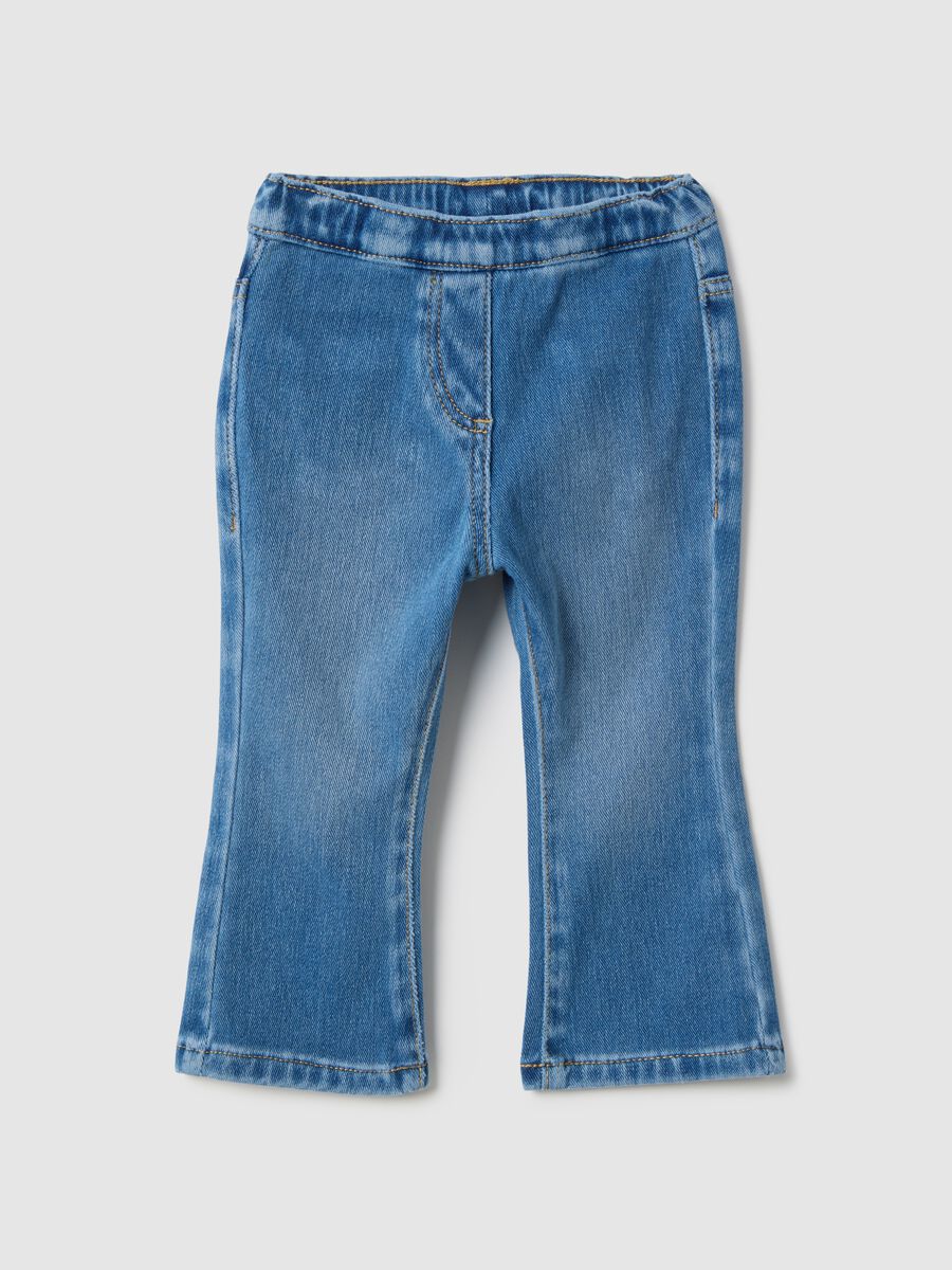 Jeggings in denim blu in misto cotone flare fit per bimba_0
