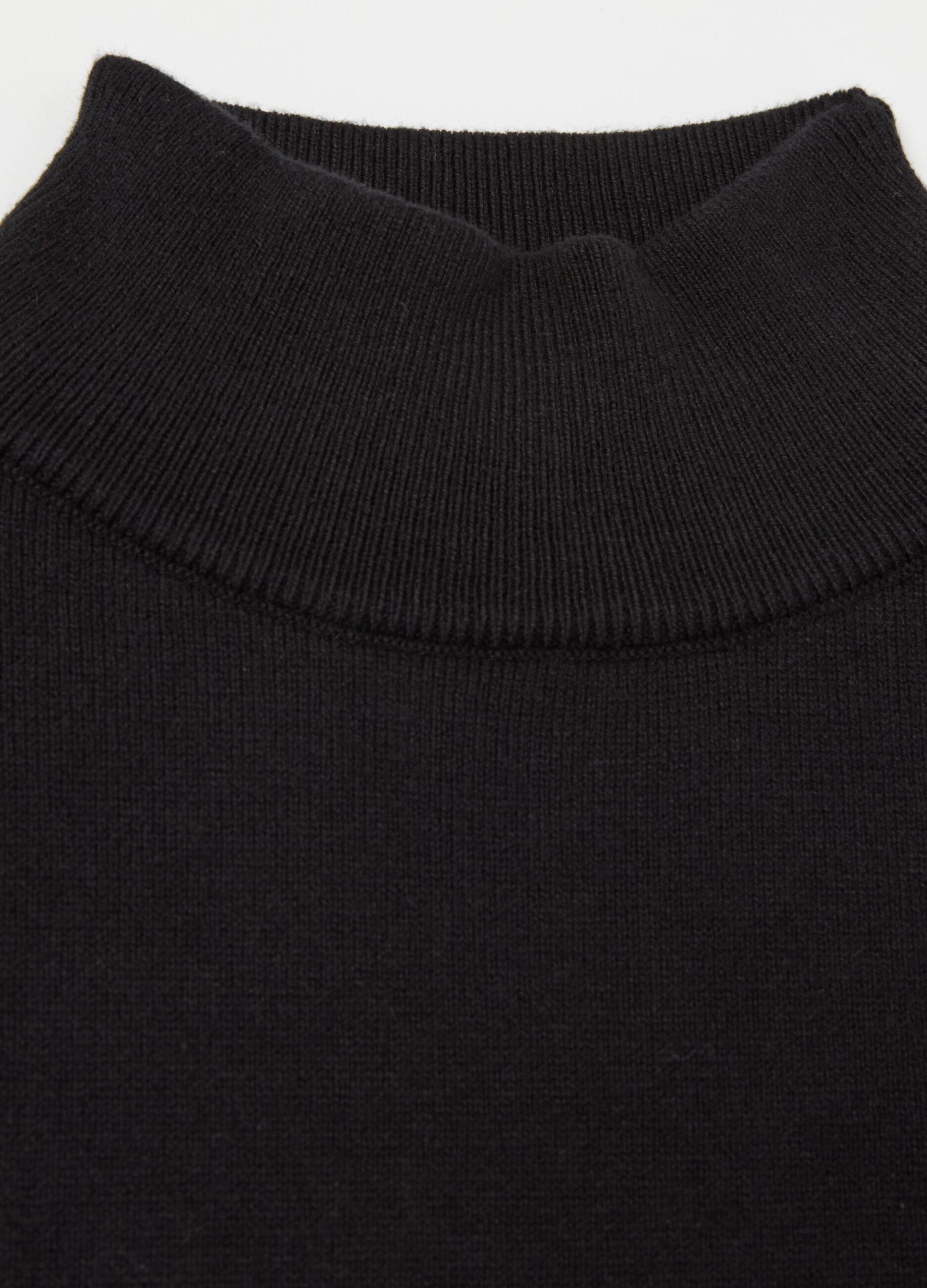 High Neck Knit Top Black