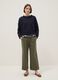 Regular fit blue stretch cotton crewneck sweatshirt with detail_1