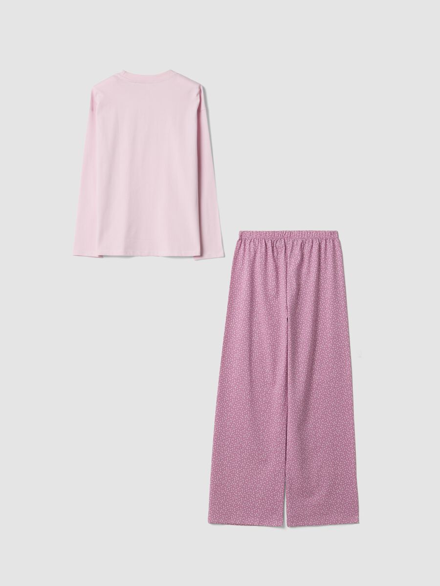 Pink pure organic cotton crew-neck pyjamas for girls_1