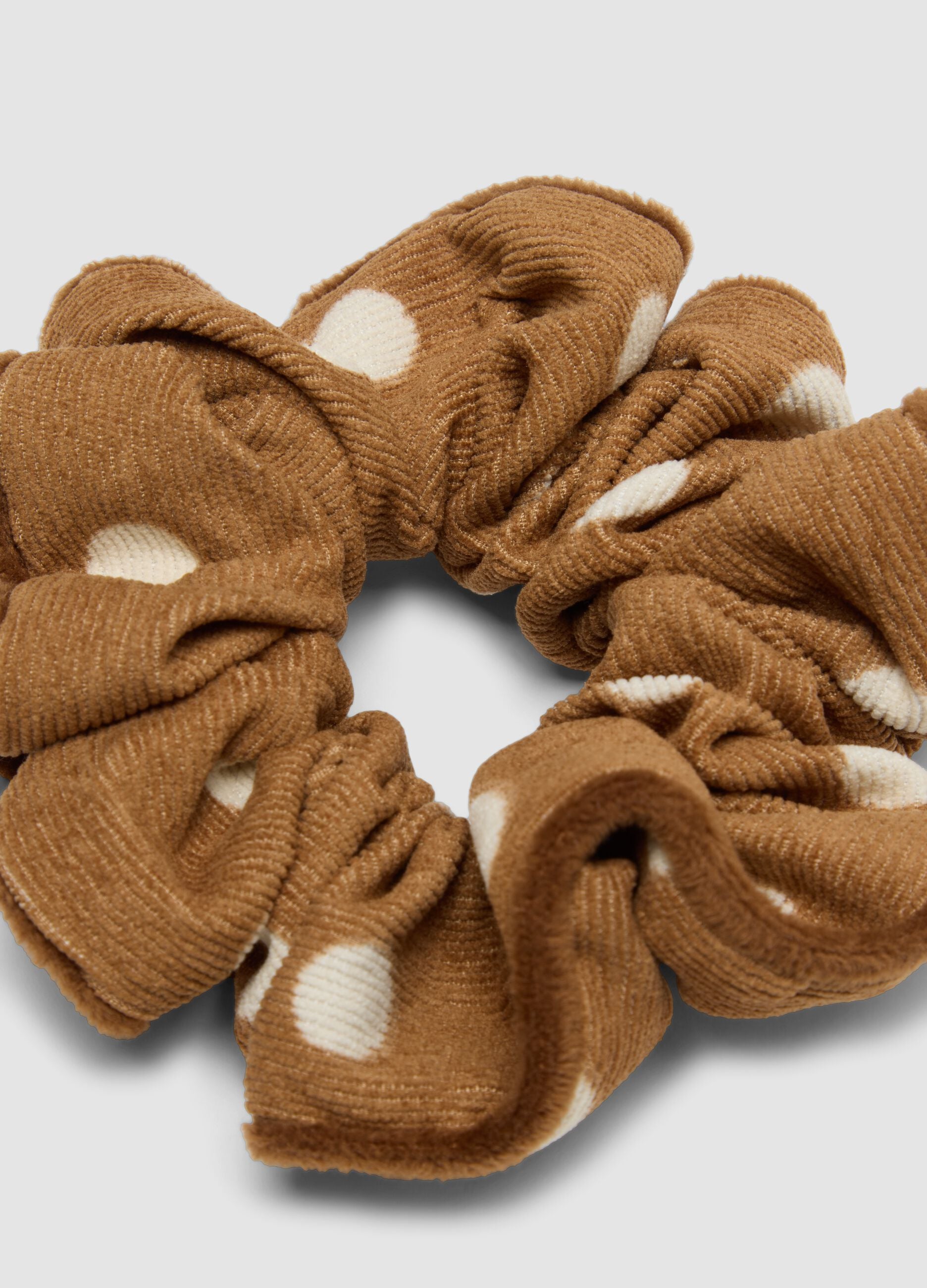 Brown polka-dot scrunchie