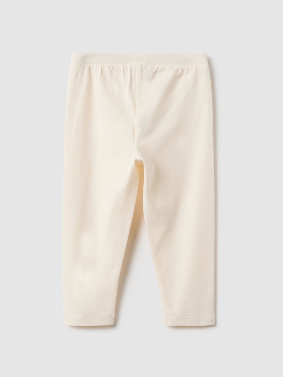 Leggings in cotone elasticizzato beige da bimba slim fit_1