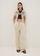 Beige cotton-blend regular-fit shirt with knitted detailing_1