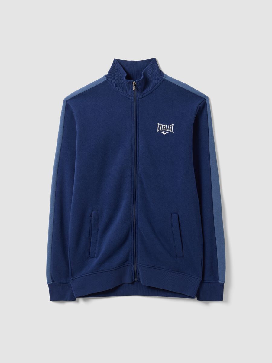 Navy full-zip cotton-blend hoodie with logo_4