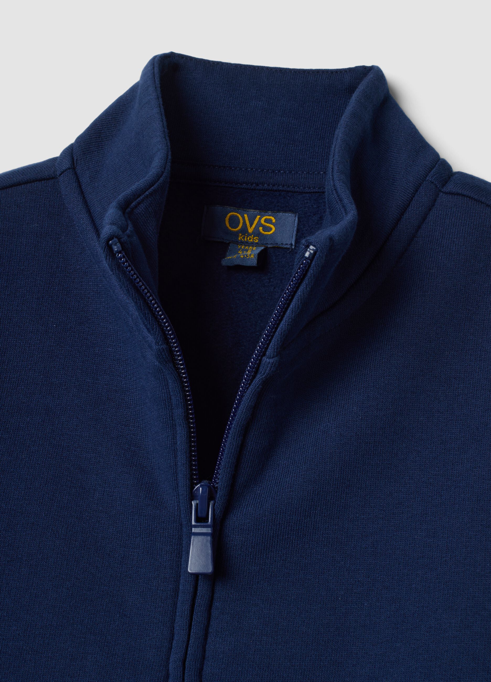 Blue sweatshirt in pure organic cotton with collar