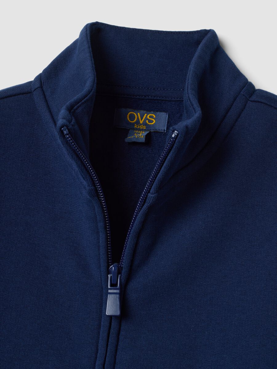 Blue sweatshirt in pure organic cotton with collar_2