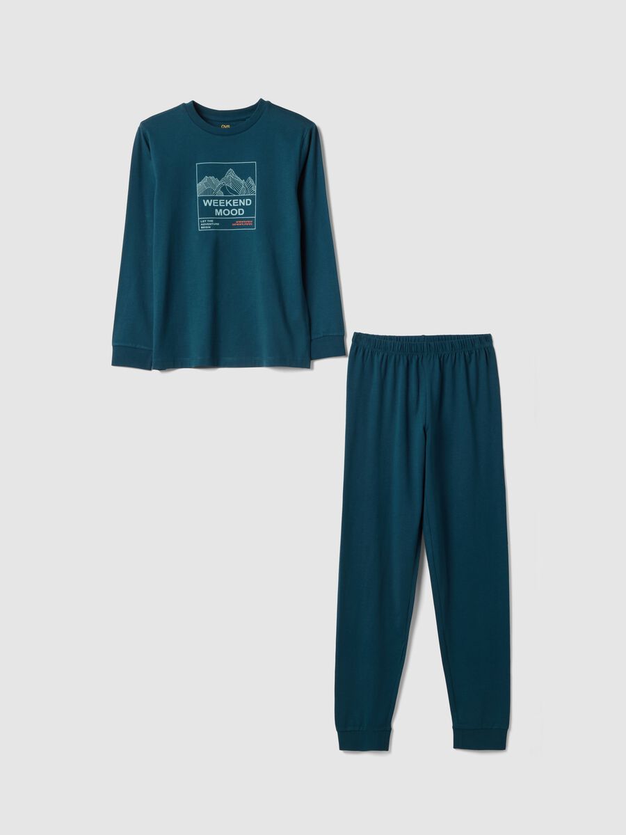Boys' pure cotton blue pyjamas regular fit with print_0