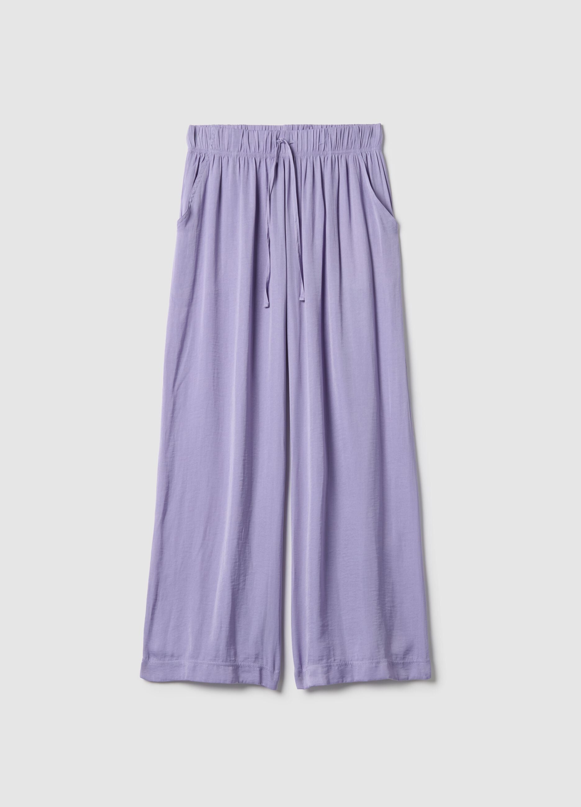 Regular fit purple pure cotton trousers