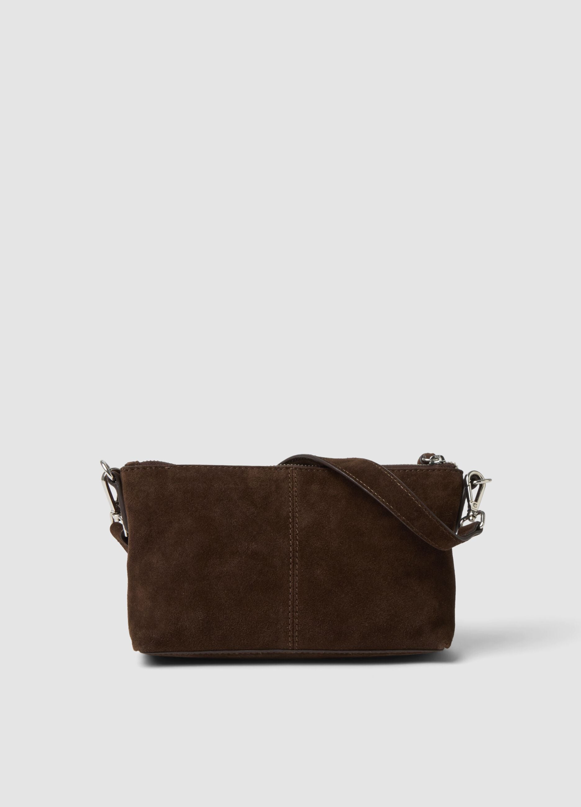 Brown genuine leather crossbody bag