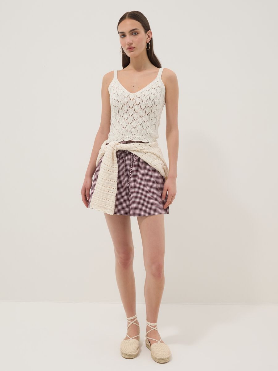 White pure cotton crochet waistcoat, regular fit_2