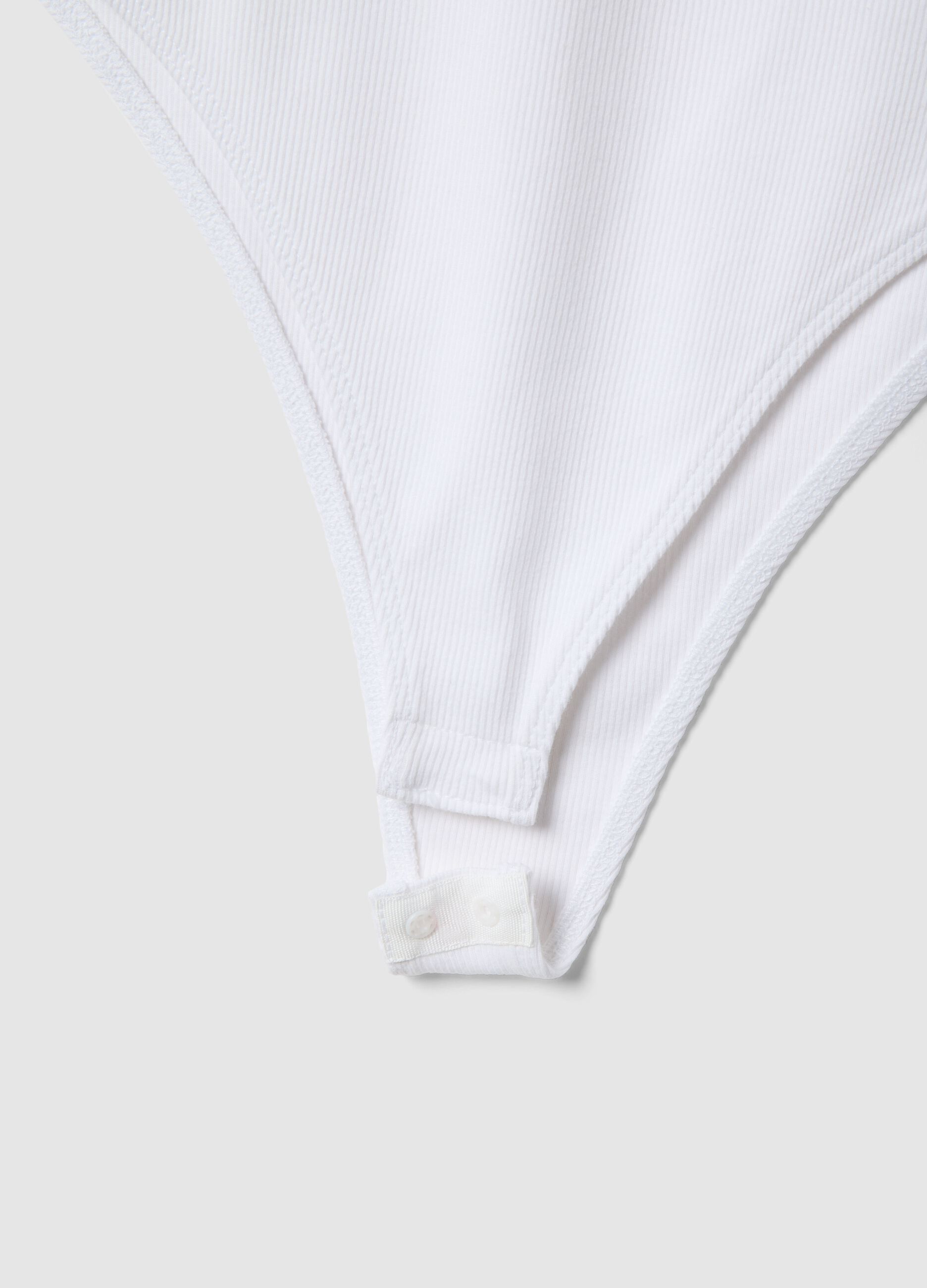 White Stretch Cotton Slim Fit Top