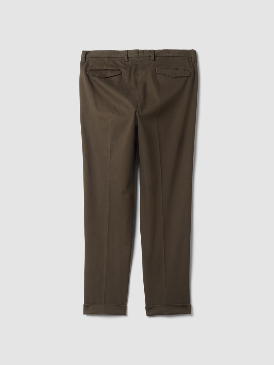 Pantaloni chino marroni in cotone elasticizzato regular fit_2