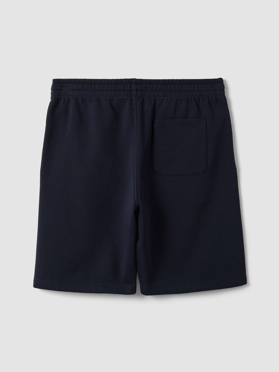 Shorts blu in misto cotone con vita elasticizzata regular fit_2