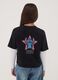 Black pure cotton T-shirt with ribbed collar and Stitch print_2