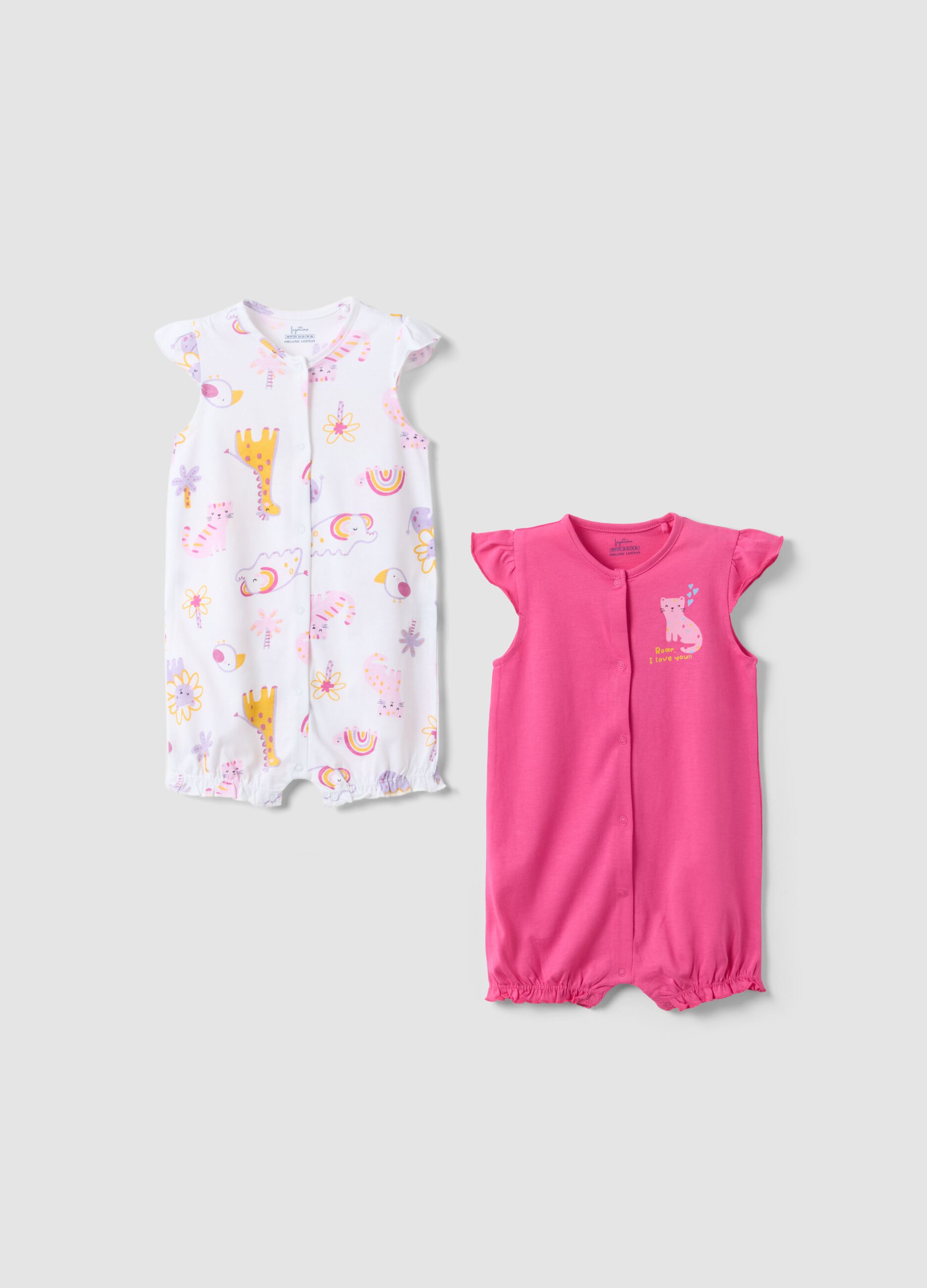 Multicolour Pure Cotton Baby Girl Romper Twin Pack