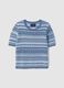 Blue cotton-blend regular fit knit patterned sweater_4