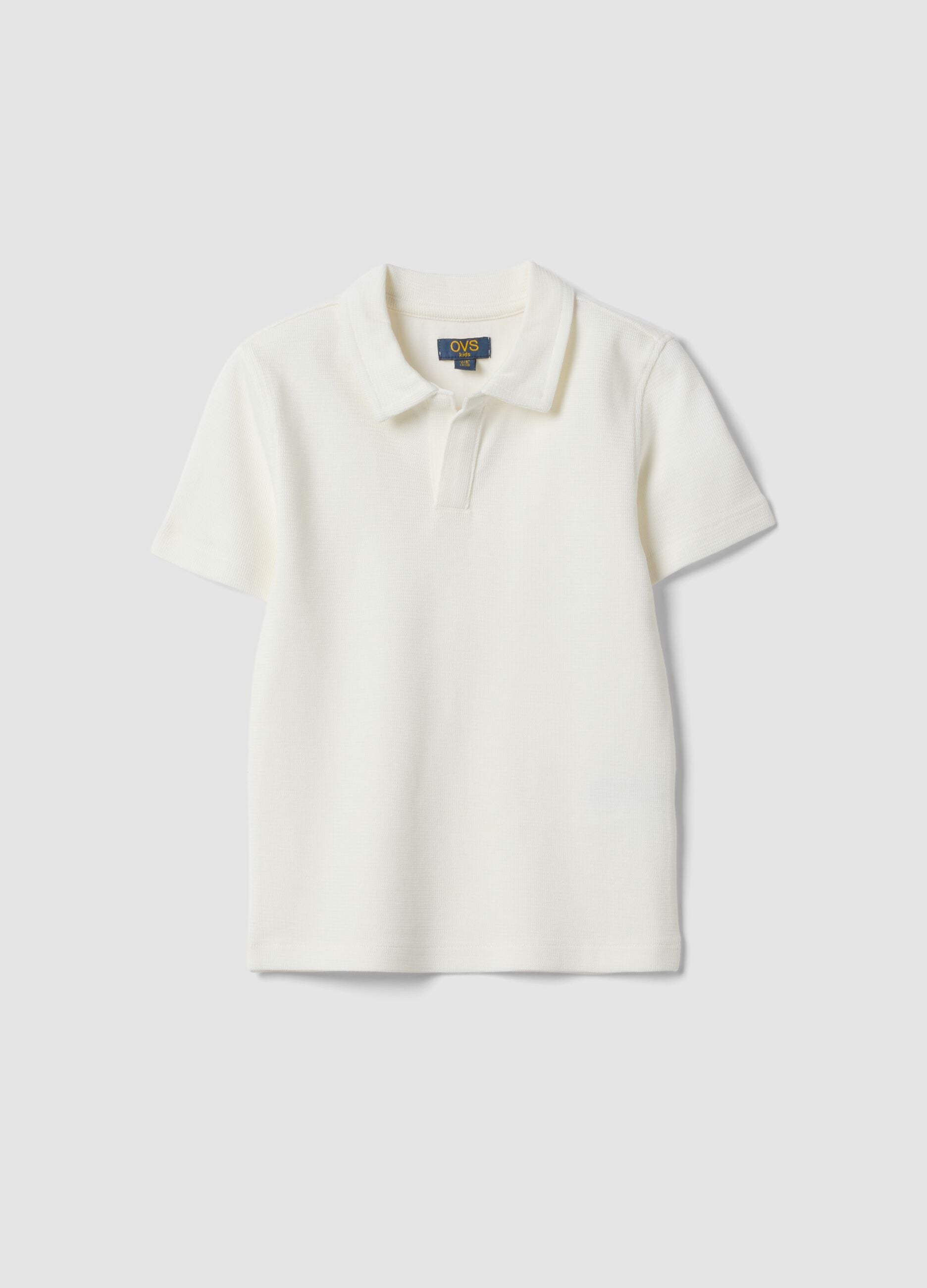 Polo bianca in cotone elasticizzato per bambino