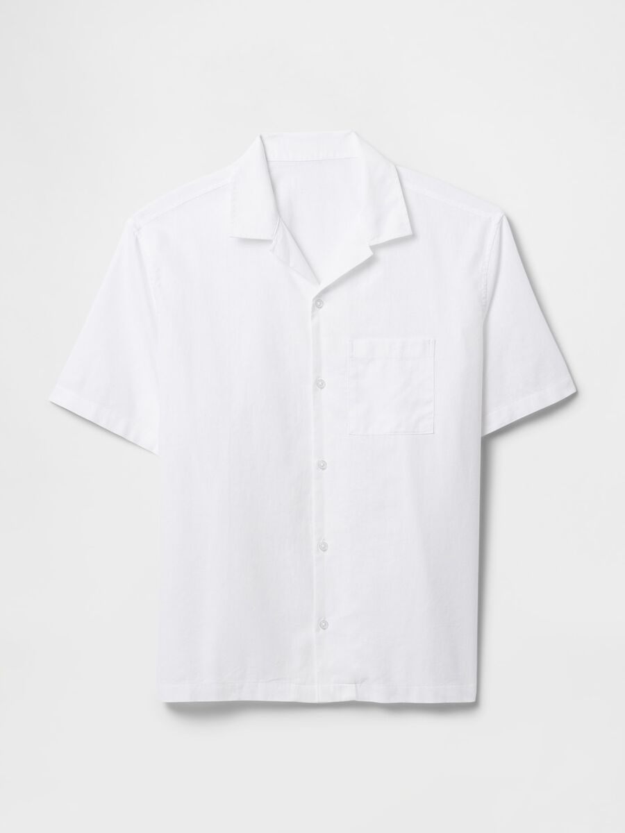 White Short-Sleeve Linen and Cotton Shirt by Gap_0