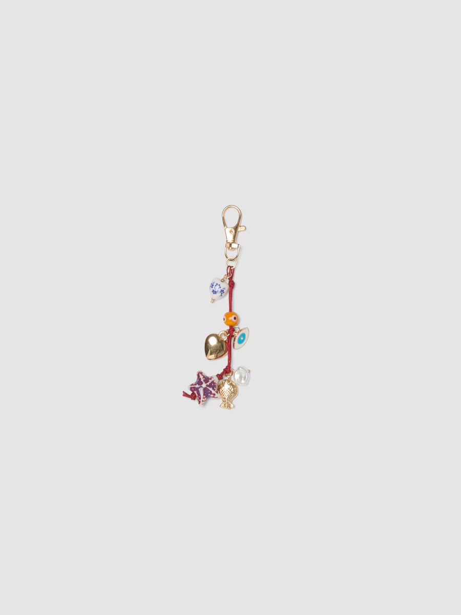 Ciondolo portachiavi multicolor con charms decorativi_0