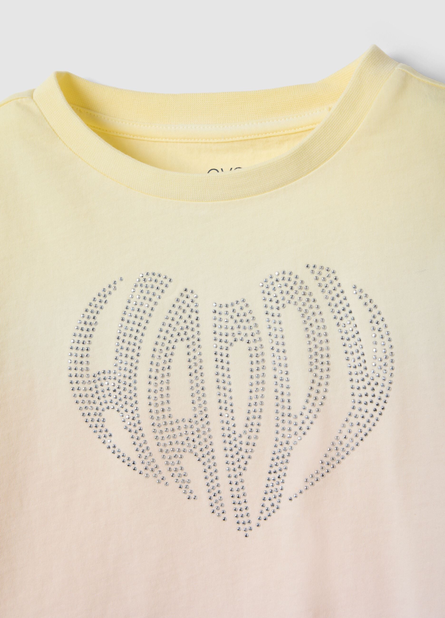 Multicolour pure cotton t-shirt with lettering for girls