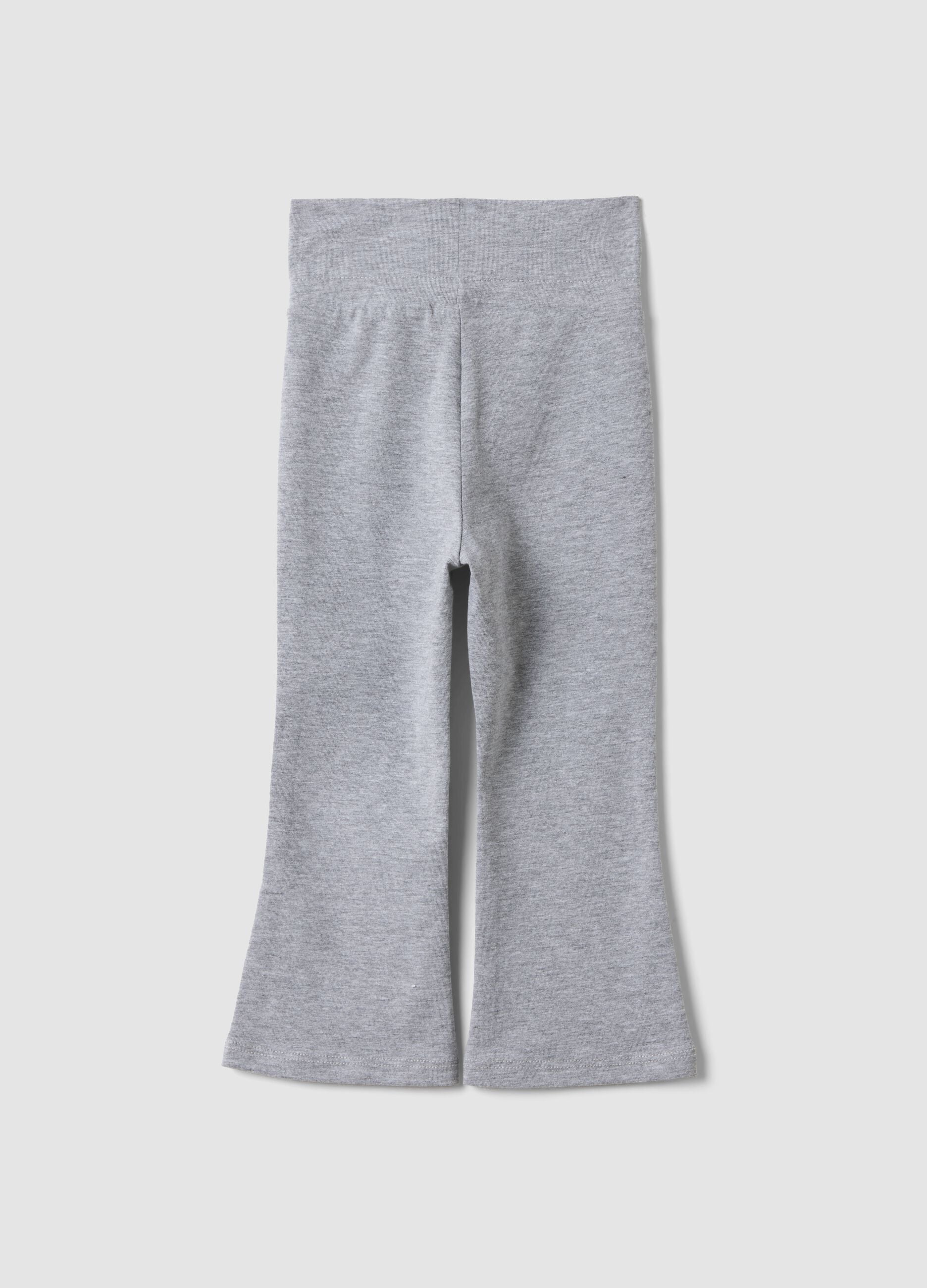 Girls&rsquo; grey flared leggings in organic cotton and stretch viscose