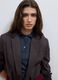 Brown stretch viscose micro-check regular-fit blazer_0