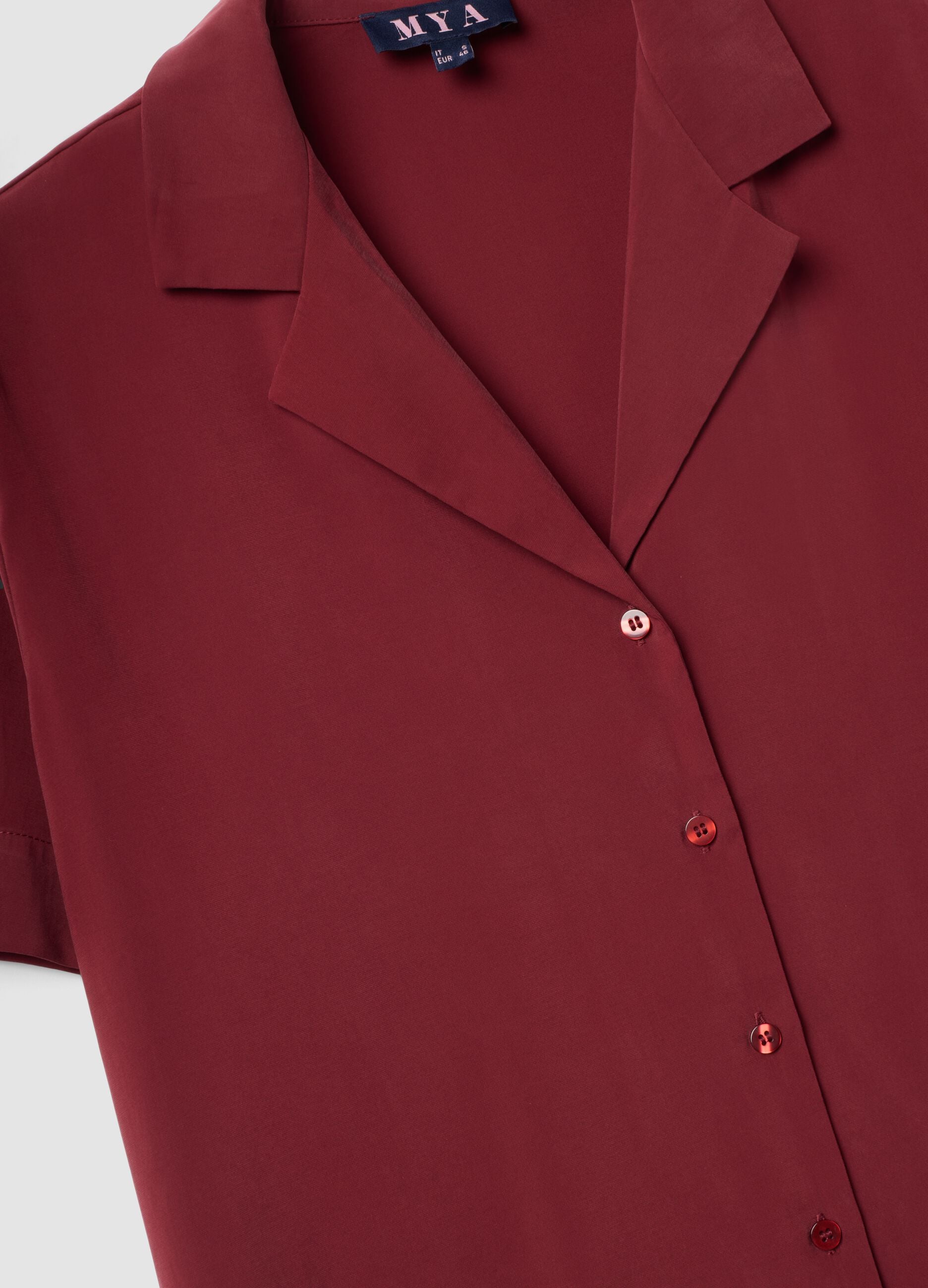 Red oversized short-sleeve viscose-blend shirt