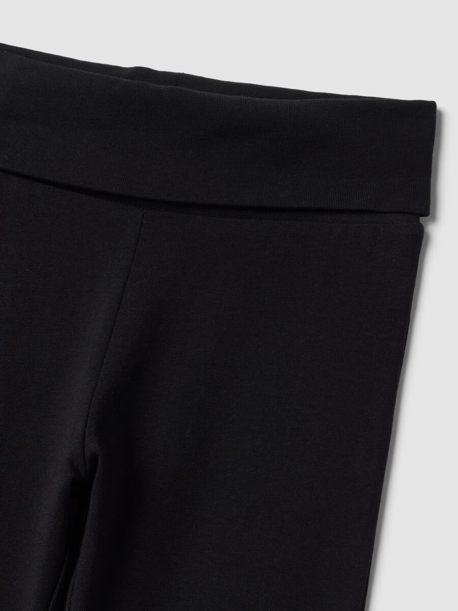 Black flared leggings in stretch organic cotton for girls_2