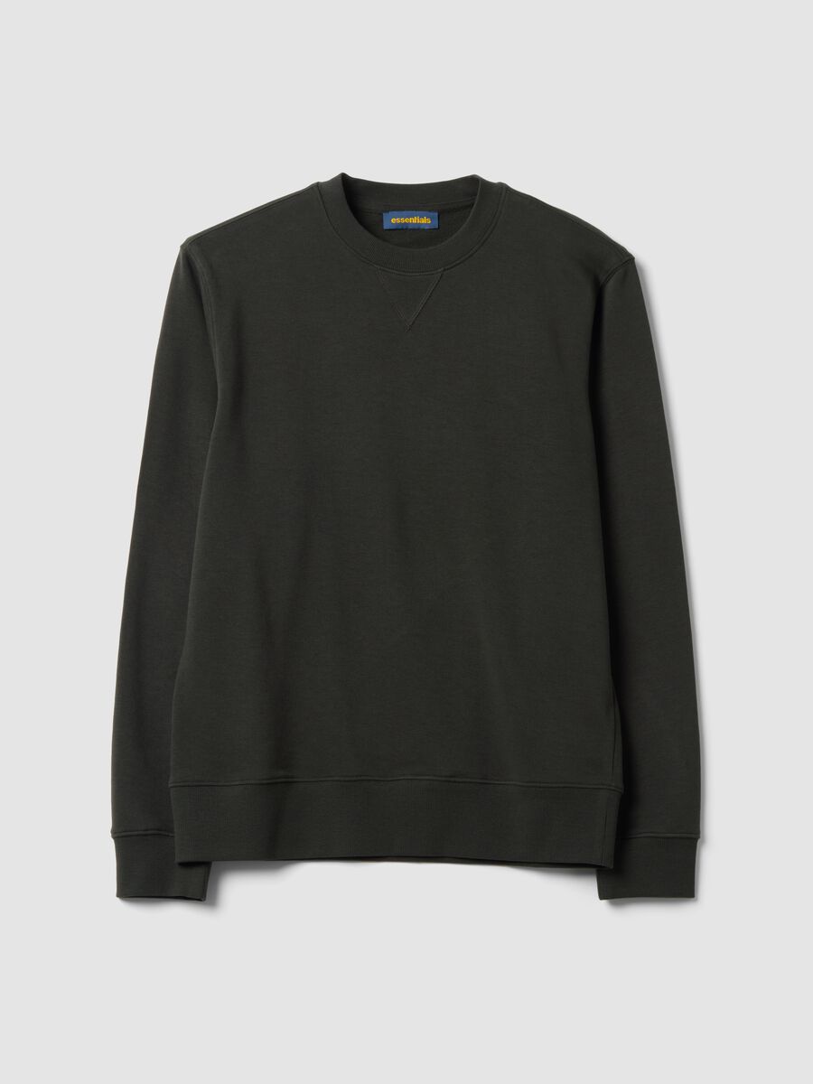 Black crew-neck sweatshirt in cotton blend, regular fit_0