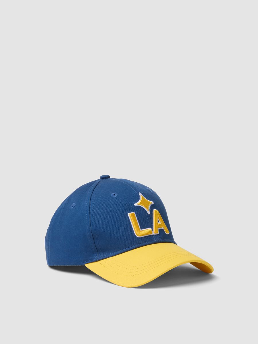 Cappello blu e giallo in puro cotone con ricamo LA Galaxy_0