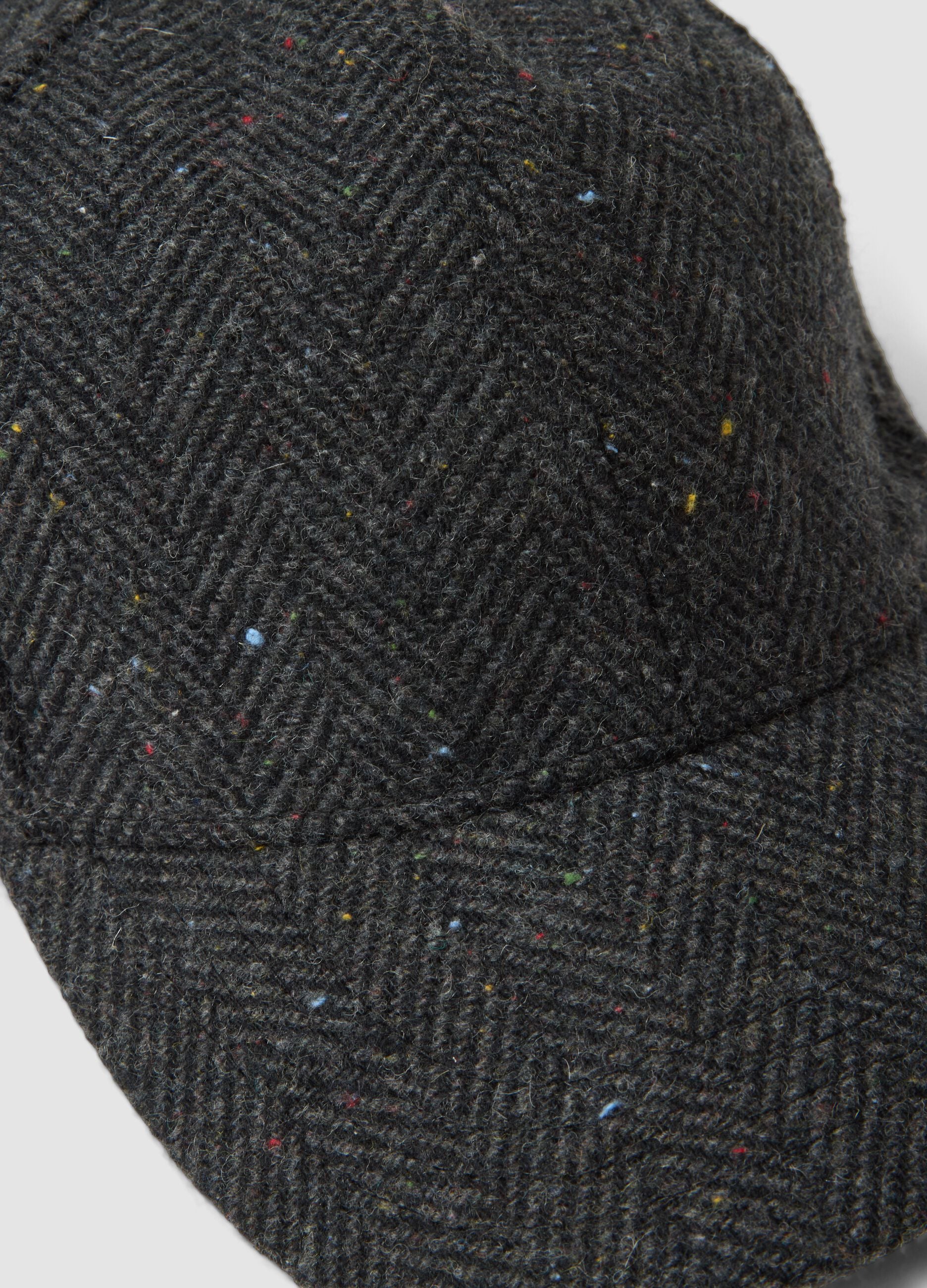 Grey wool and viscose blend baseball cap