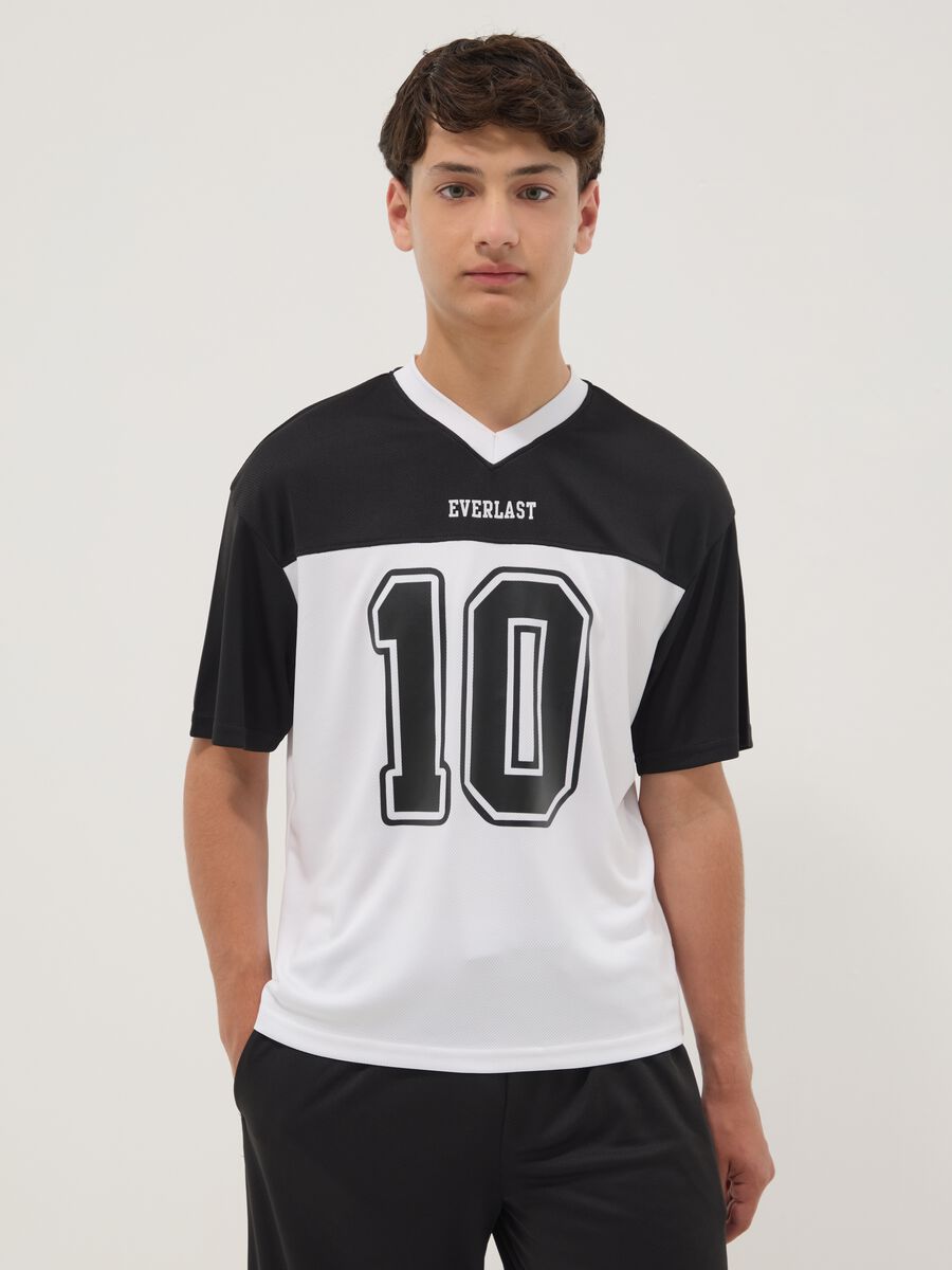 T-shirt nera a maniche corte con scollo a V per ragazzo relaxed fit_0