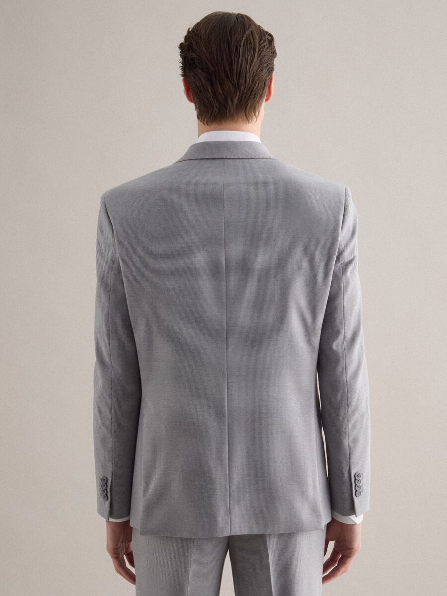 Blazer grigio monopetto con microquadri regular fit_3