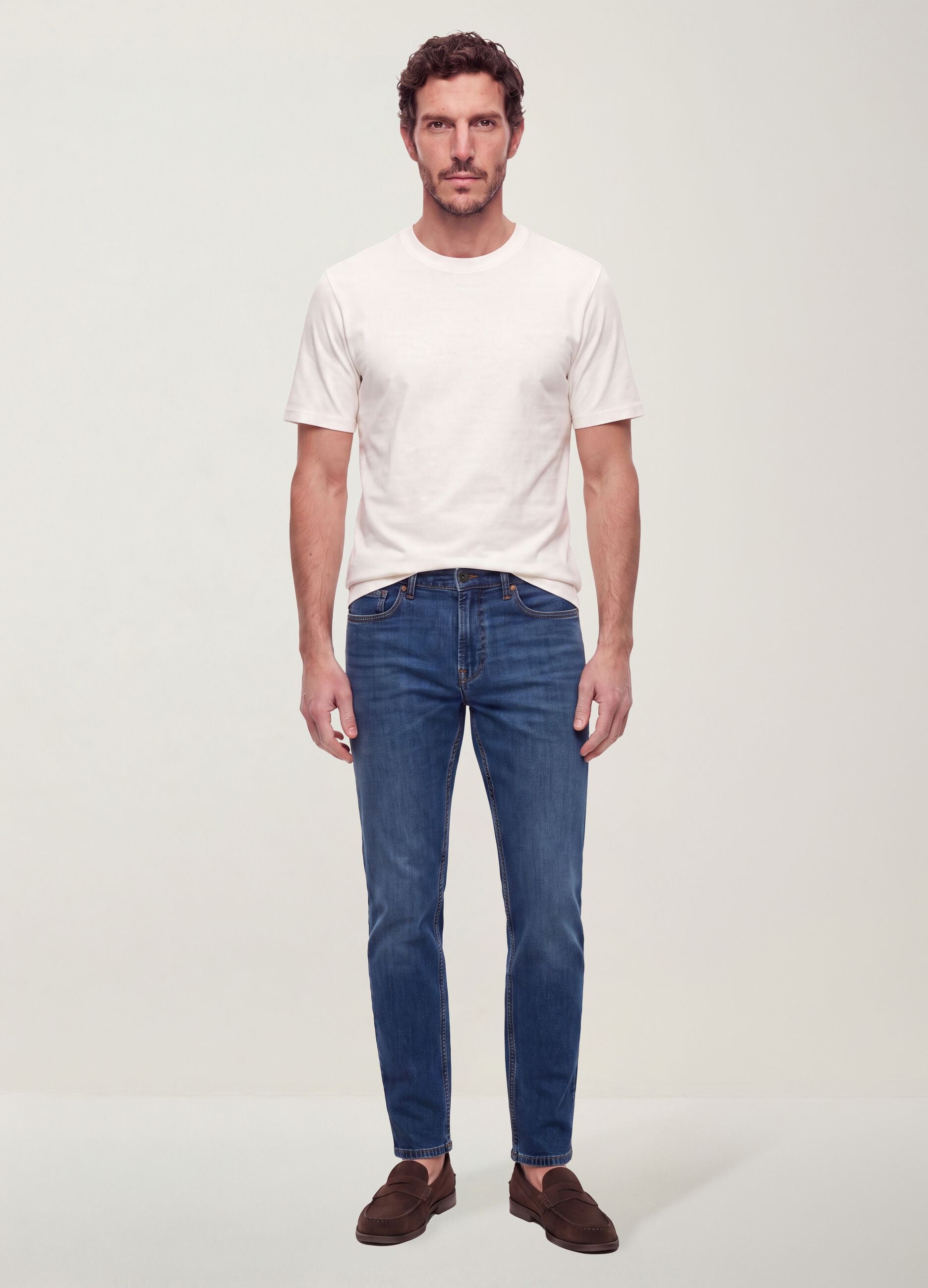 Blue slim-fit stretch cotton jeans