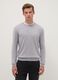 Grey cotton blend crew neck pullover, regular fit_0