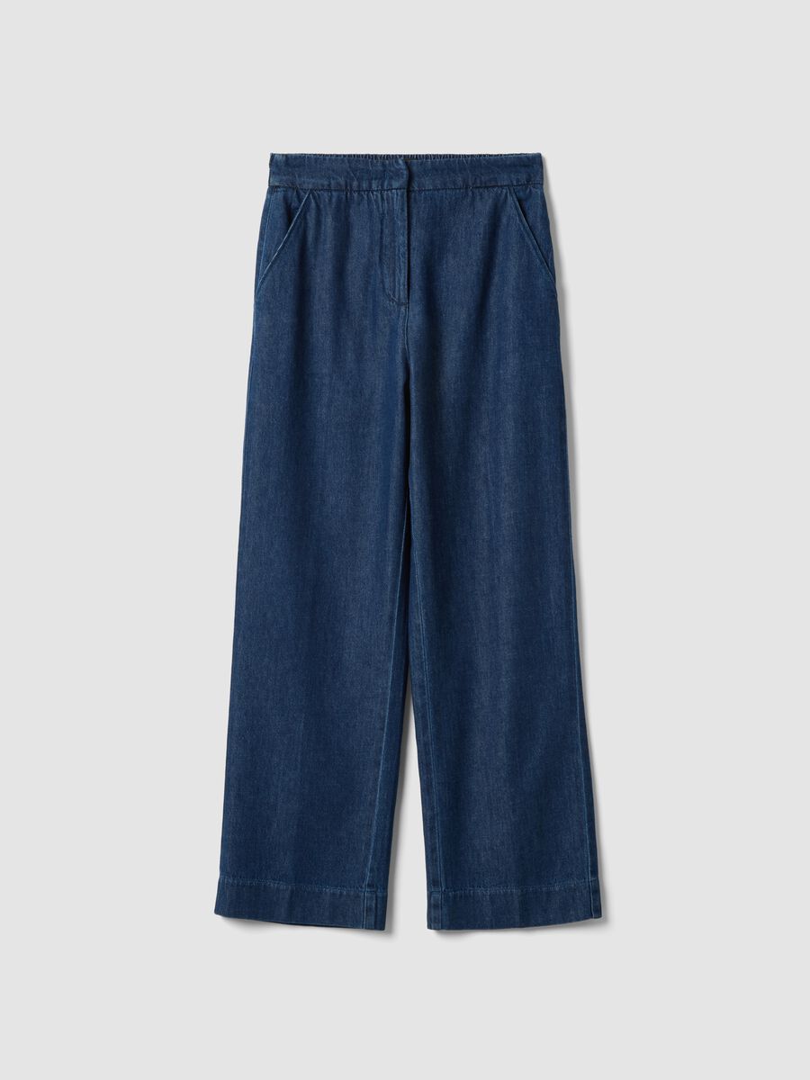 Pantaloni jogger denim blu in puro cotone relaxed fit_4