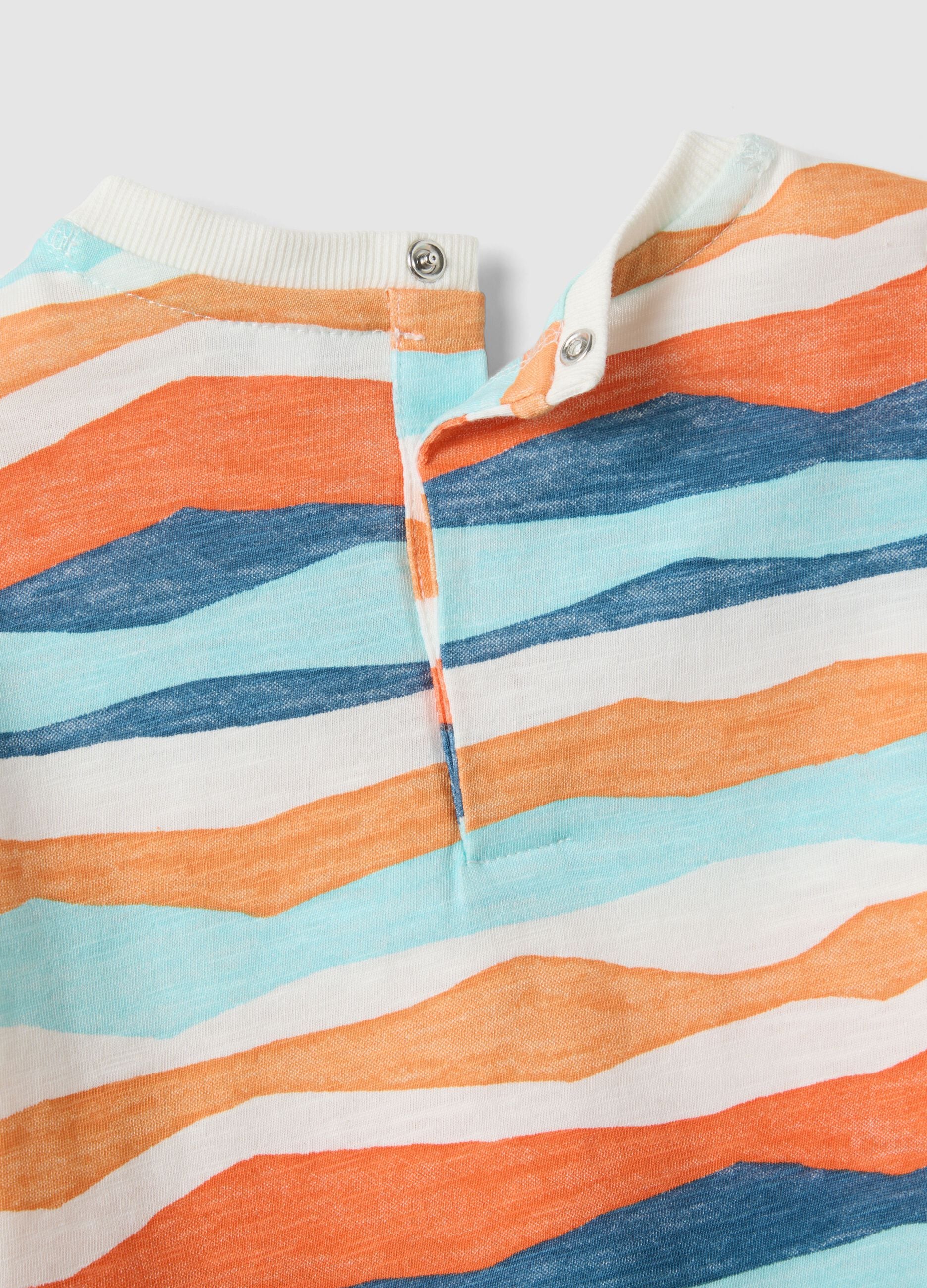 Multicolour striped pure cotton regular fit T-shirt for kids