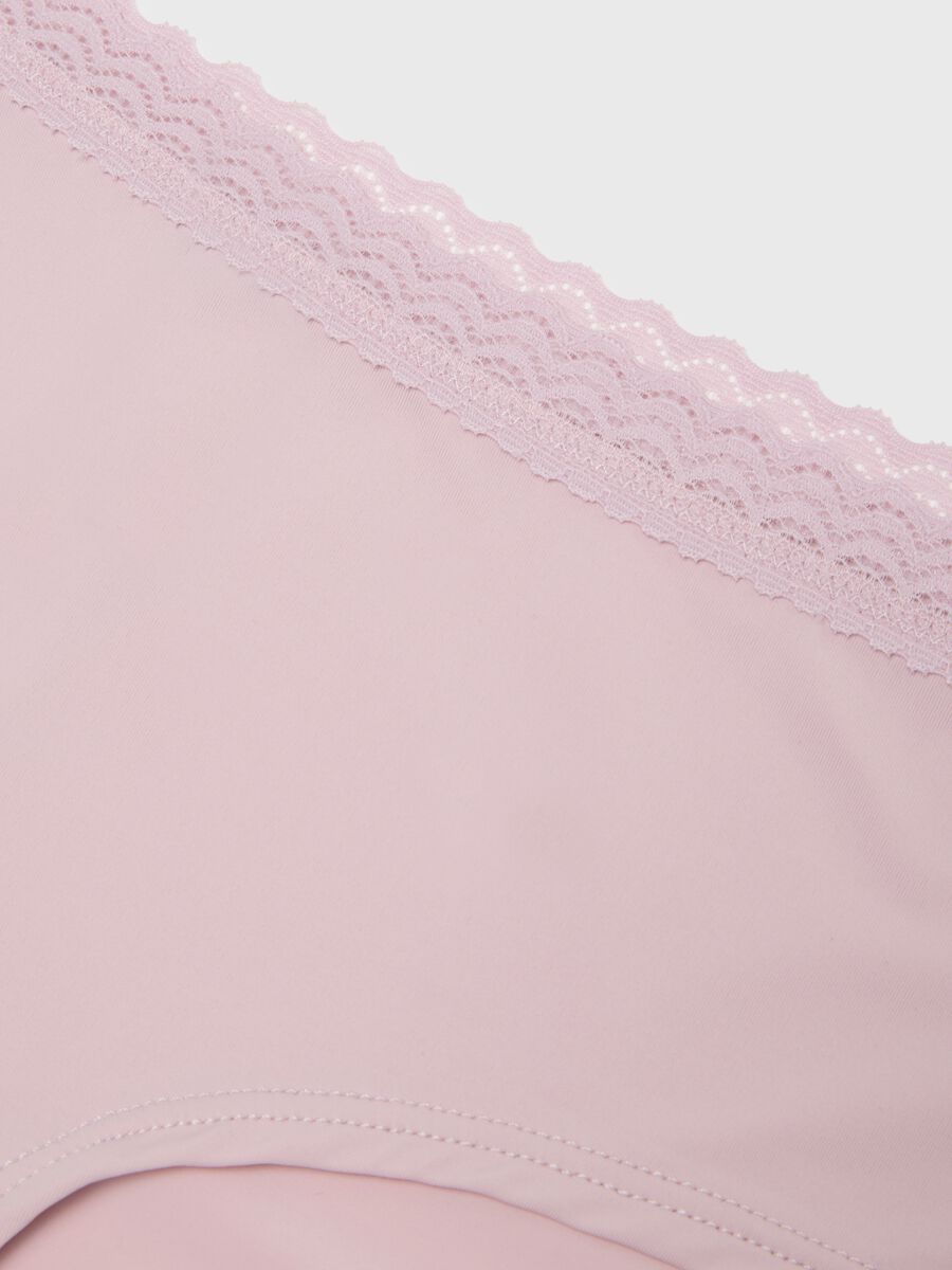 Regular fit pink cotton knickers with lace_5