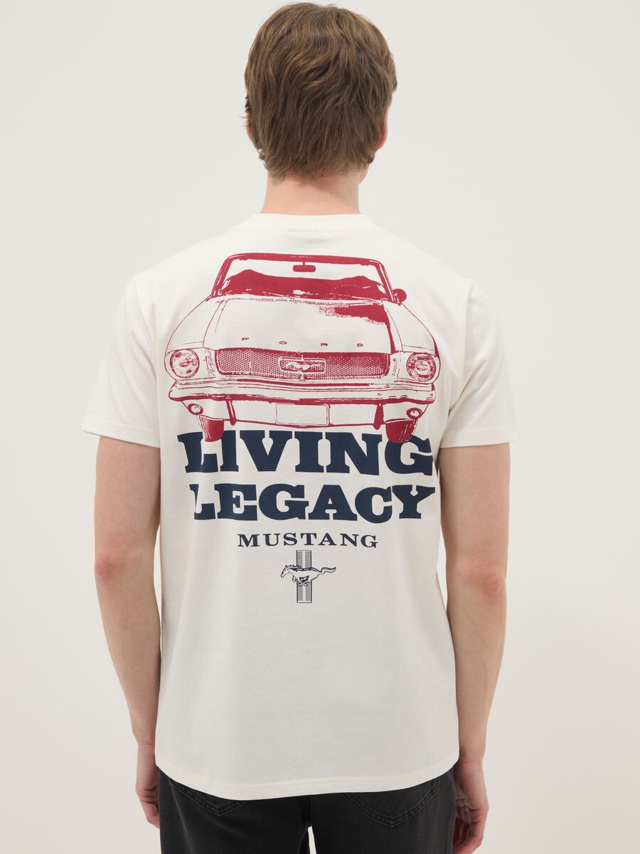White pure cotton short-sleeve T-shirt with Ford print_2
