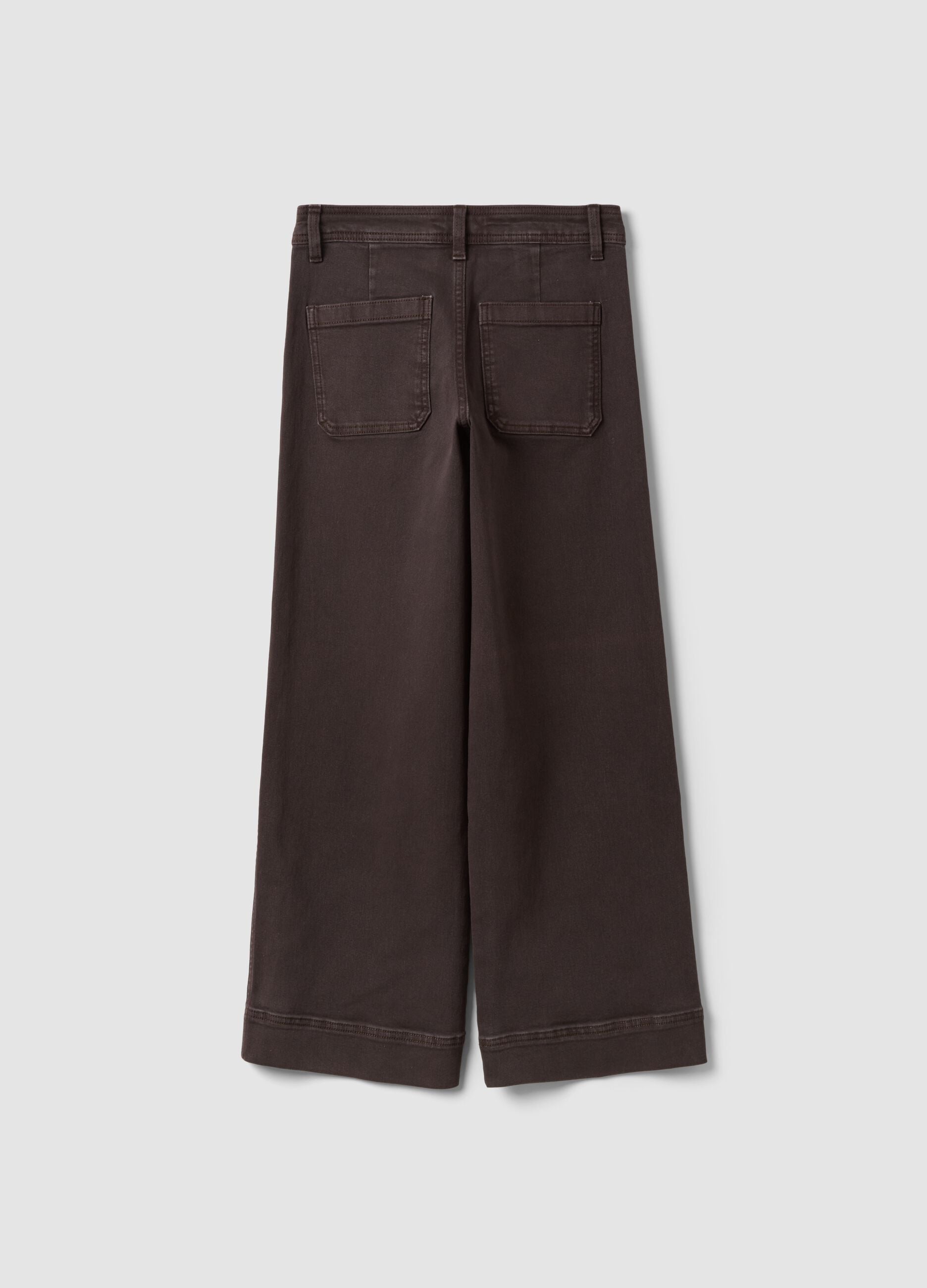 Brown wide-leg jeans in stretch cotton