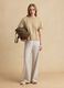 Beige lyocell and cotton-blend T-shirt_1
