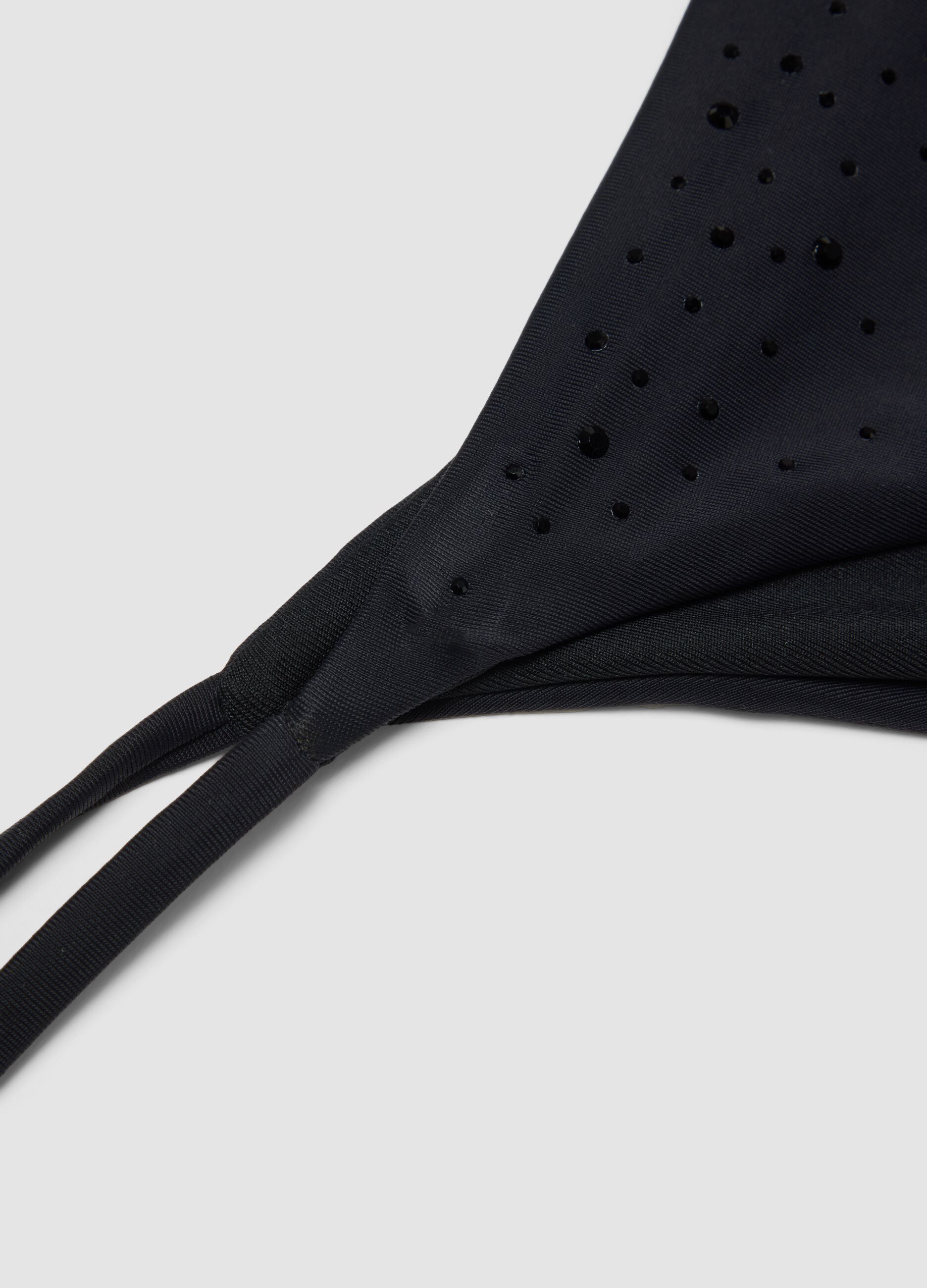 Black stretch bikini bottoms with sparkling details
