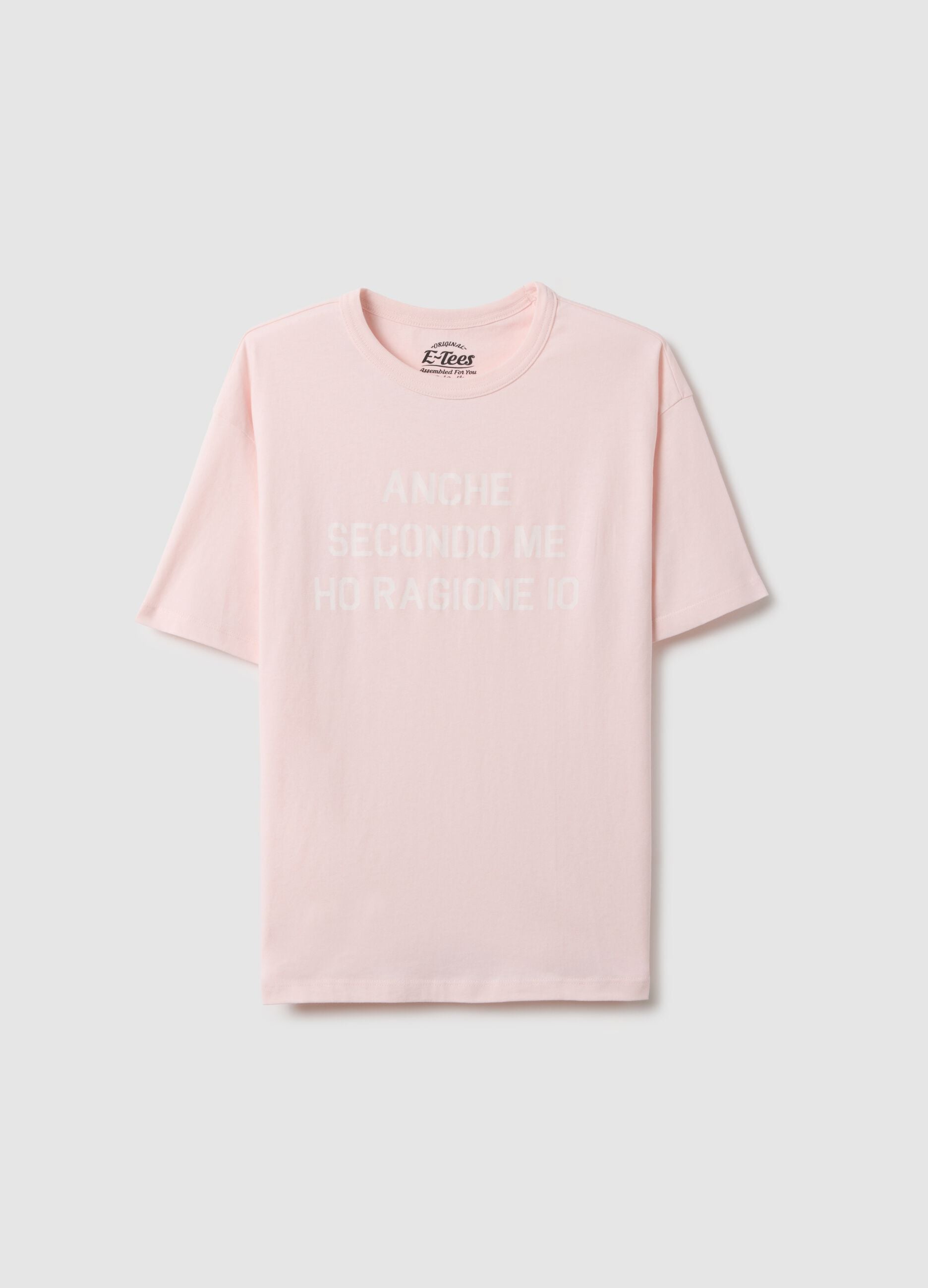 Pink pure cotton regular fit t-shirt with text