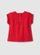 Girl's red pure cotton T-shirt regular fit with embroidery_1
