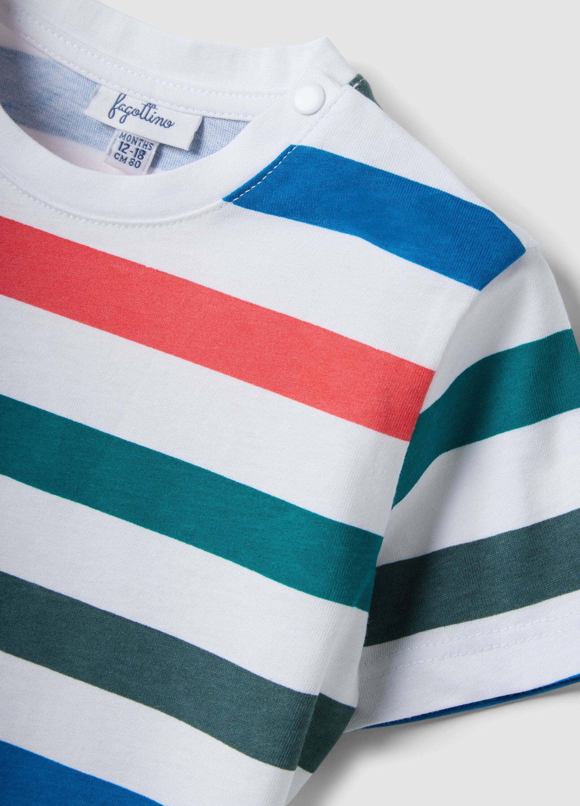 White organic cotton striped T-shirt