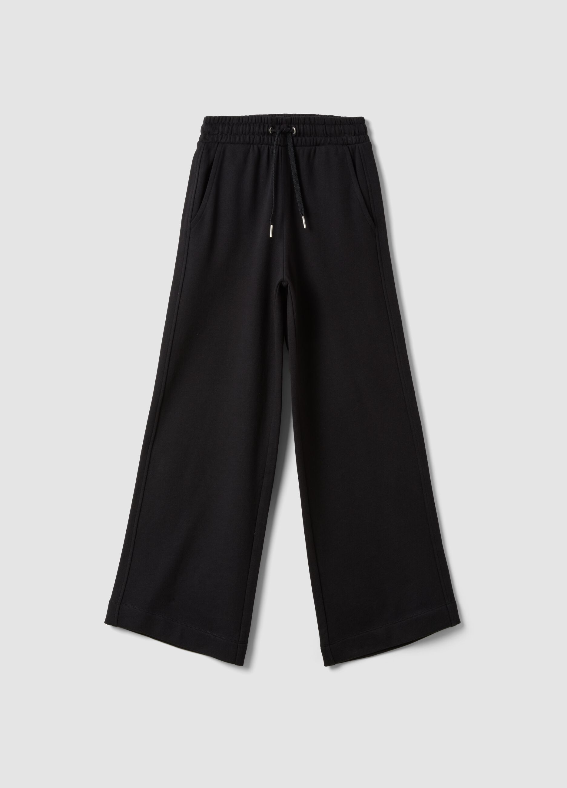 Black organic cotton culotte trousers for girls