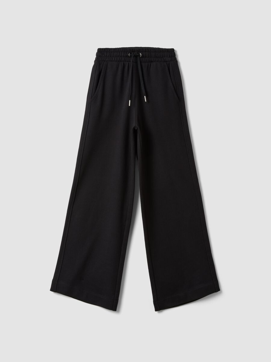 Pantaloni neri culotte in puro cotone organico per ragazza_0
