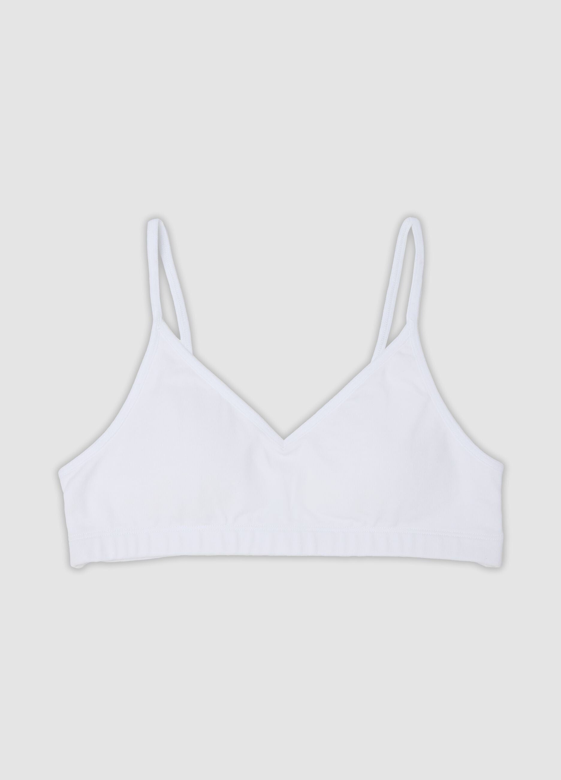 White organic cotton bra with thin straps for girls