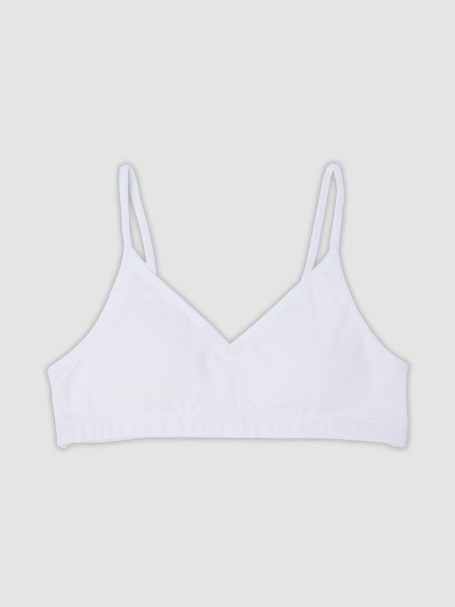 White organic cotton bra with thin straps for girls_0